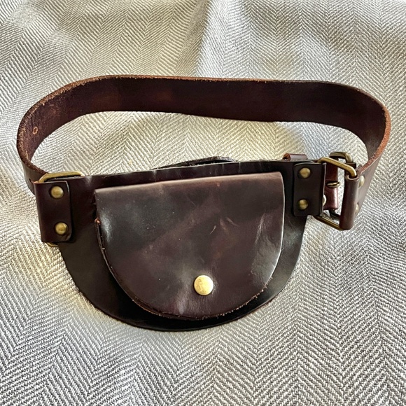 Bed:Stu Leather Belt Bag Coin Pouch Men\'s Women\'s Aussie Tisdale Brown sz 34 main image 7